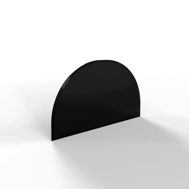 Sklo pod kamna - FLAMINGO Oblouk 700x450 mm, černé, fazeta / R350 / 6 mm HS Flamingo